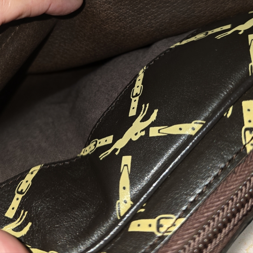 Longchamp Black Shoulder Bag with Beige Chain-Link Print - Picture 9 of 13